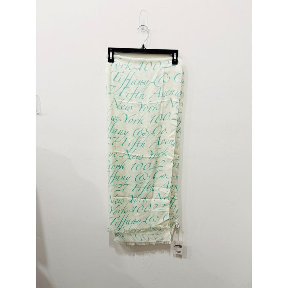 Tiffany & Co. White Scarf with Tiffany Blue Script